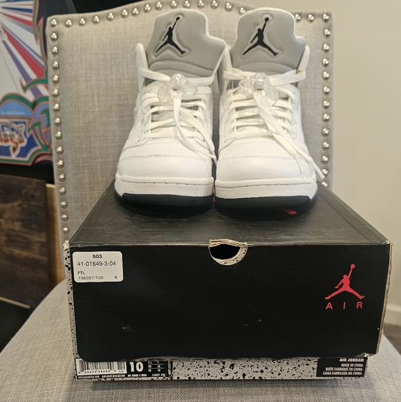 Air Jordan Men's 5 Retro 2015 White Metallic Size Size -- 10 - Picture 8 of 10